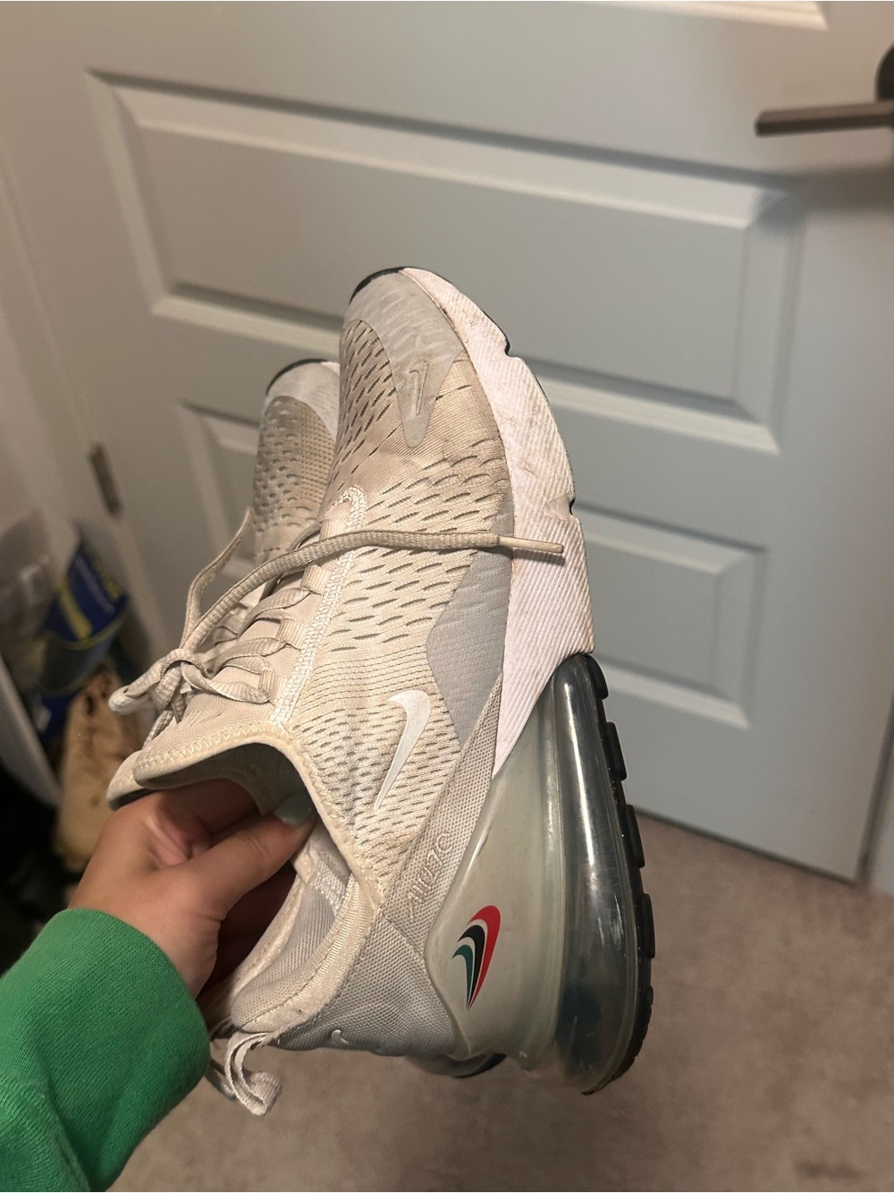 Nike Women's White/Tan Air Max 270 Slip-On Sneakers